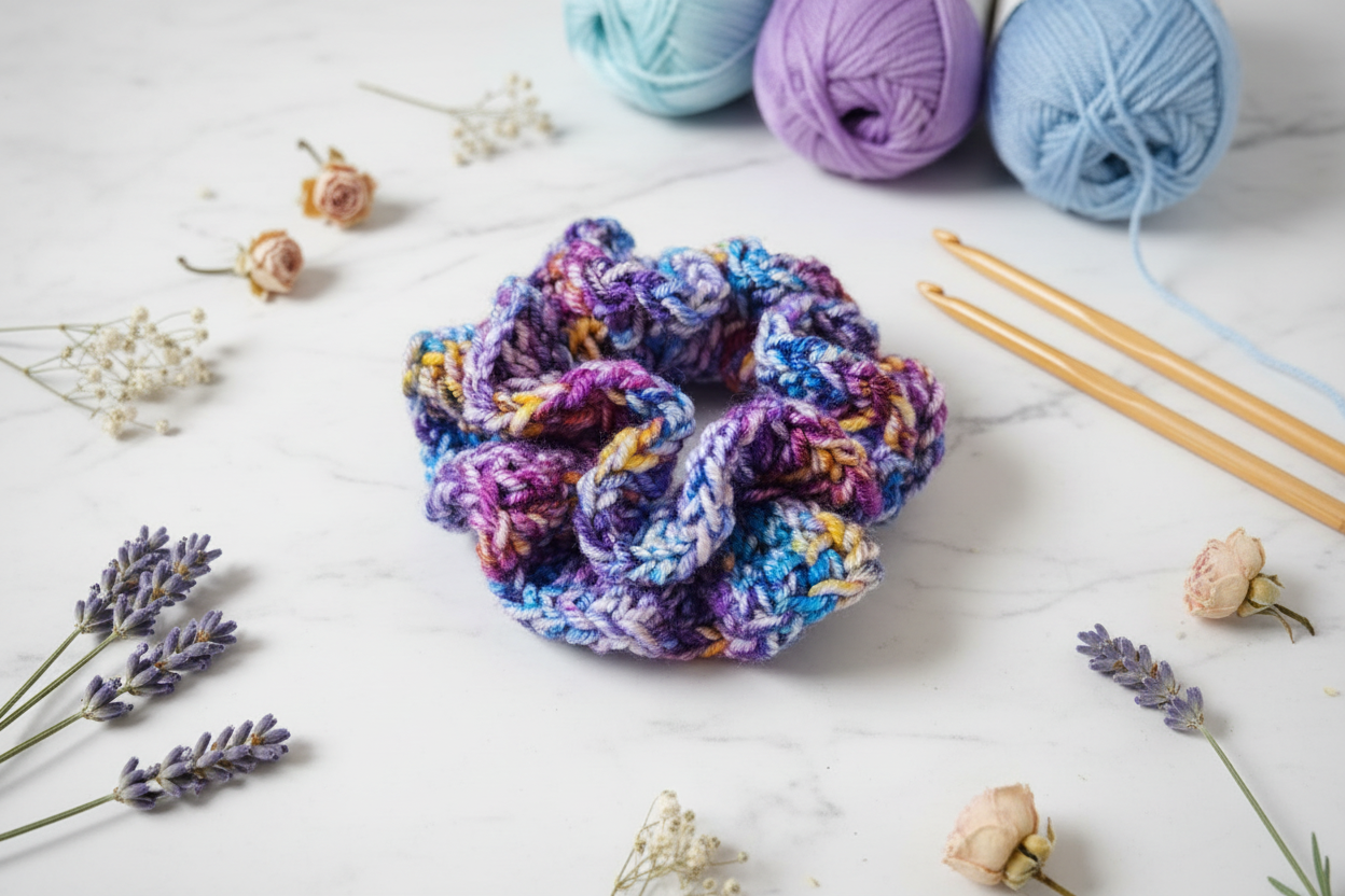 Double Ruffle Crochet Scrunchie