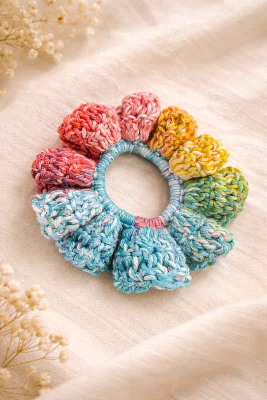 Handmade Crochet Rainbow Scrunchie